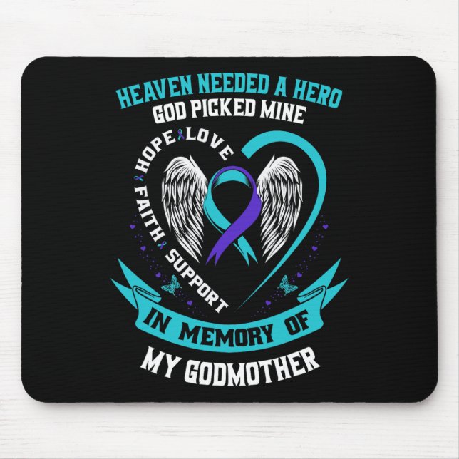 Tapis De Souris Turquoise Et Violet Ruban Suicide Sensibilisation  (Devant)