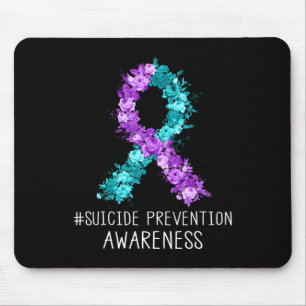 Tapis De Souris Turquoise Floral Violet Prévention du suicide au r