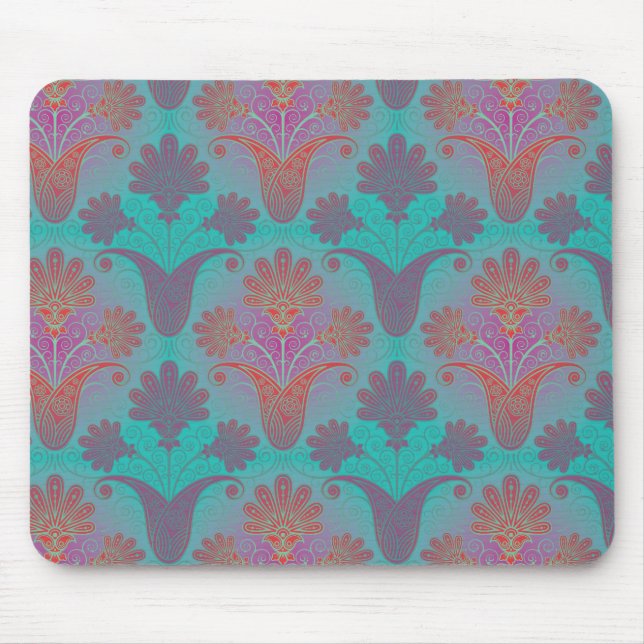Tapis De Souris turquoise funky et damask magenta (Devant)