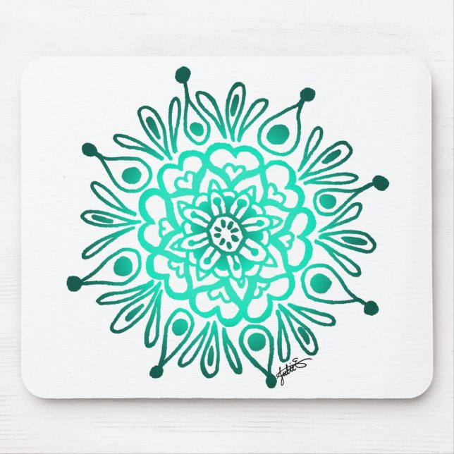 Tapis De Souris Turquoise Mandala Mousepad (Devant)