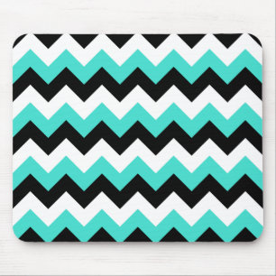 Tapis De Souris Turquoise noir et blanc Chevron
