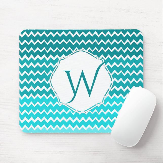 Tapis De Souris Turquoise Ombre Chevron Pad de souris personnalisé (Avec souris)
