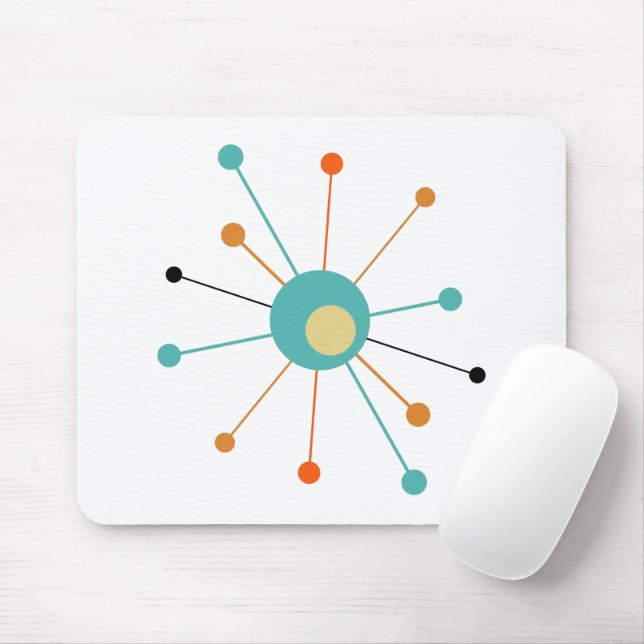 Tapis De Souris Turquoise Orange L'Âge Atomique Commencé Mi-Siècle (Avec souris)