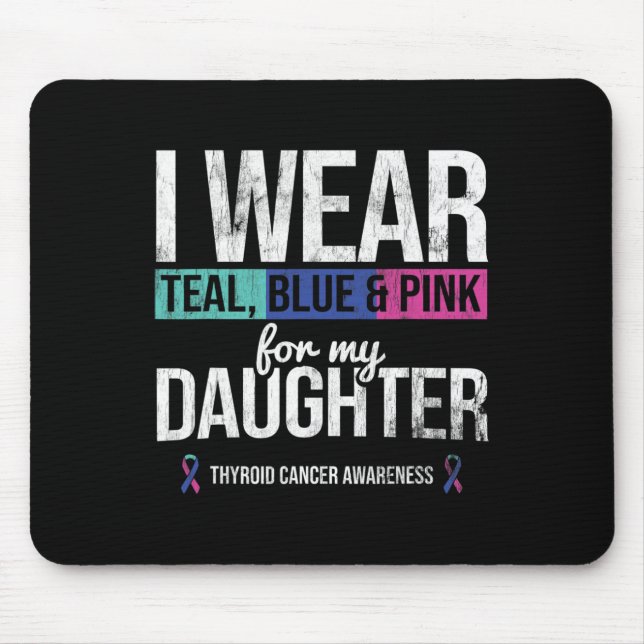 Tapis De Souris Turquoise Rose Bleu Pour Fille Thyroïde Cancer (Devant)
