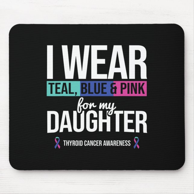 Tapis De Souris Turquoise Rose Bleu Pour Fille Thyroïde Cancer (Devant)