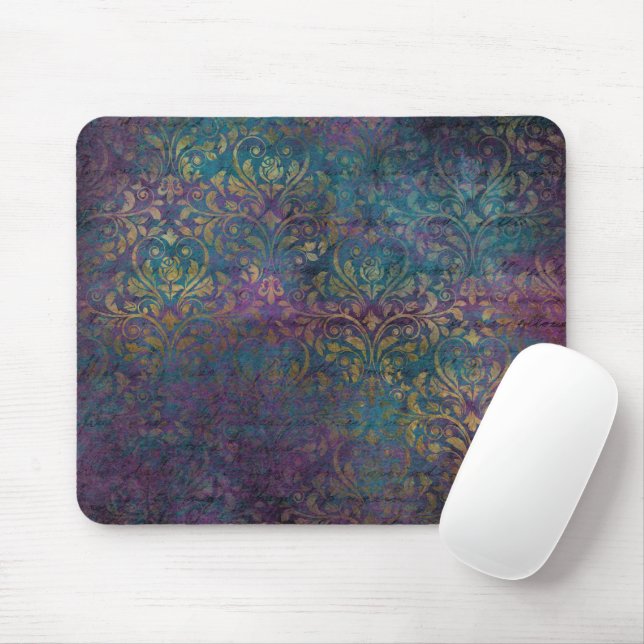 Tapis De Souris Turquoise rose violet Gold Damas (Avec souris)