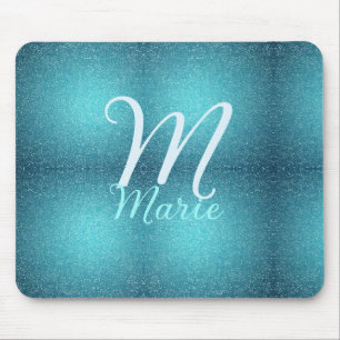Tapis De Souris Turquoise sarcelle agate aqua monogramme ajouter l