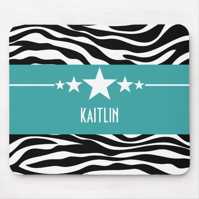 Tapis De Souris Turquoise Sassy Star Zebra Mousepad (Devant)