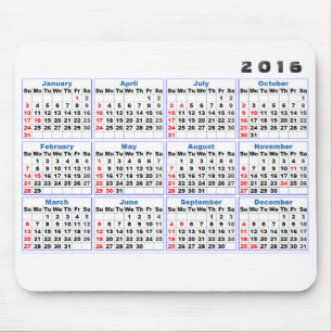 Tapis De Souris Turquoise simple de Mousepad de 2016 calendriers