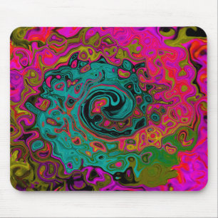 Tapis De Souris Turquoise Tripant Abstrait Rétro Tourbillon Liquid