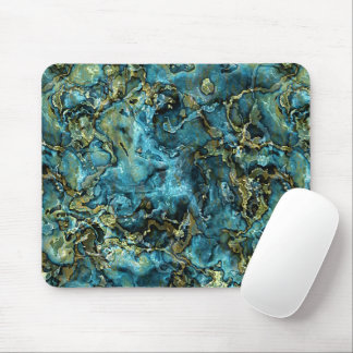 Tapis De Souris Turquoise Turquoise Faux Gold Minerals Agate Motif