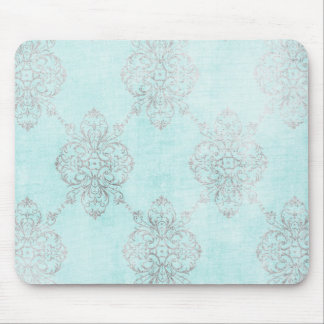 Tapis de souris turquoise vintage de damassé