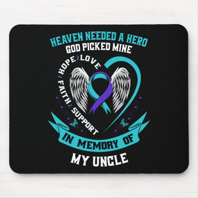 Tapis De Souris Turquoise Violet Ruban Suicide Sensibilisation Che (Devant)