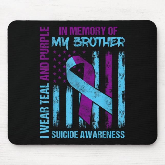 Tapis De Souris Turquoise Violet Ruban Suicide Sensibilisation Ind (Devant)