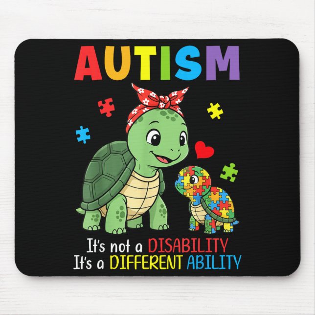 Tapis De Souris Turtle mère prise de conscience de l'autisme Capac (Devant)