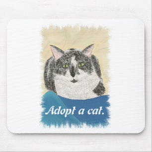 Tapis De Souris Tuxedo Cat Adoptez un chat publicitaire souris pad