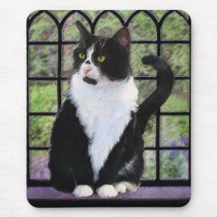 Tapis De Souris Tuxedo Cat Painting - Cute Original Cat Art