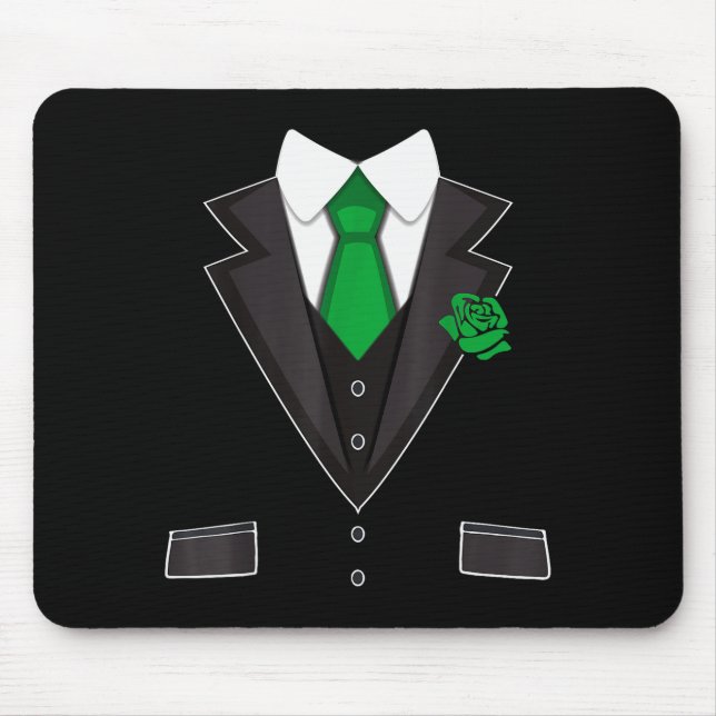 Tapis De Souris Tuxedo Costume Green Rose Tie Funny St. Patrick's  (Devant)