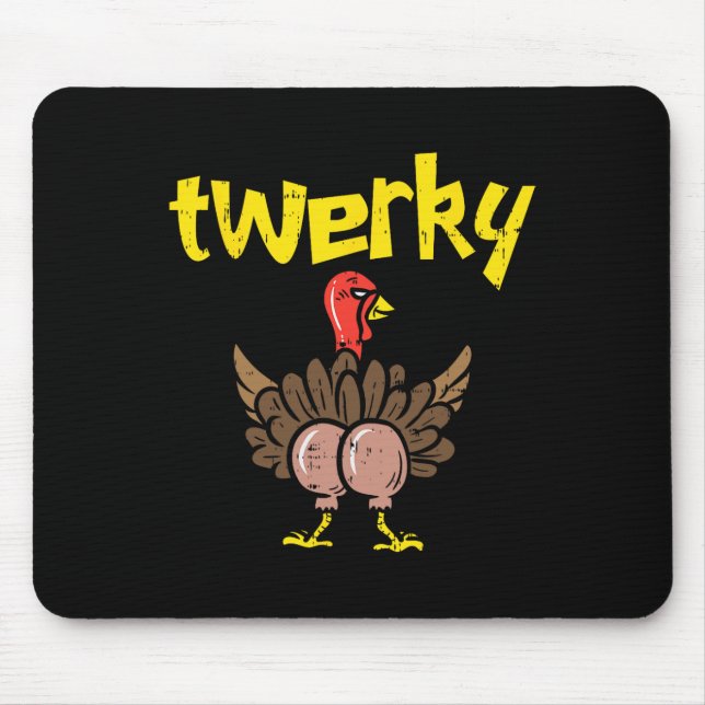 Tapis De Souris Twerky Turkey Butt Fun Thanksgiving Twerk Dance Pu (Devant)