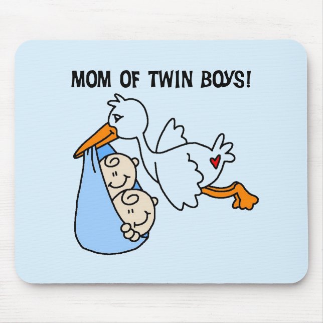 Tapis De Souris Twin Boys Maman-Stork Tshirts et cadeaux (Devant)