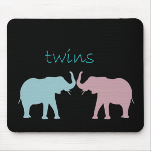 Tapis De Souris Twin Elephant Rose Et Bleu