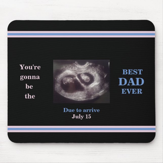 Tapis De Souris Twins Ultrasound Photo Meilleur Papa Date Garçon F (Devant)