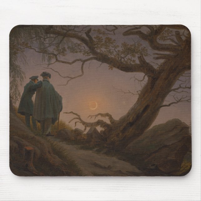 Tapis De Souris Two Men Contemplating the Moon, par Friedrich : (Devant)