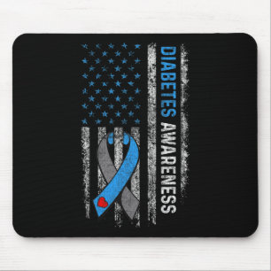 Tapis De Souris Type 1 Sensibilisation au diabète Drapeau américai