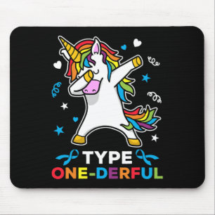 Tapis De Souris Type 1 Sensibilisation au diabète Unicorne Type Un