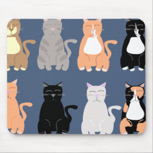 Tapis De Souris Types de races de chats amusants Art Motif de dess