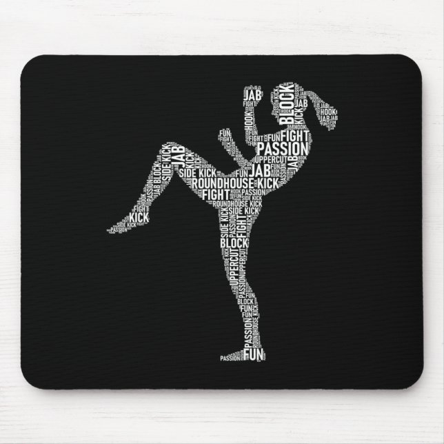Tapis De Souris Typographie de Kickboxer - Kickboxer Mélange Marti (Devant)