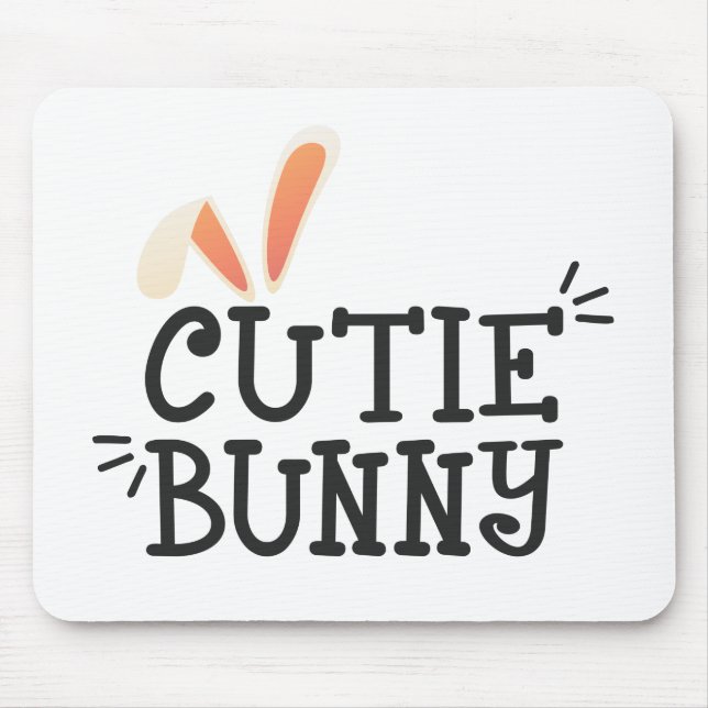 Tapis De Souris Typographie de Pâques de Bunny Cutie Simple | Mous (Devant)