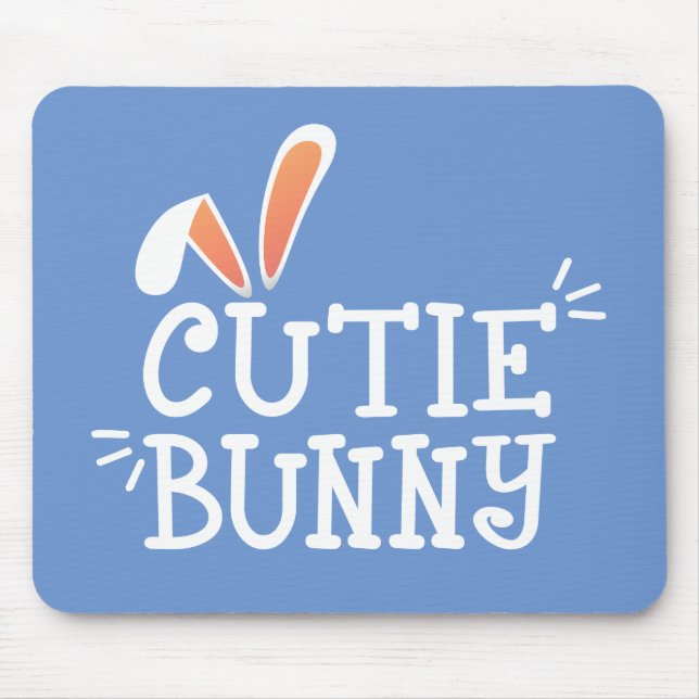 Tapis De Souris Typographie de Pâques de Bunny Cutie Simple | Mous (Devant)