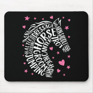 Tapis De Souris Typographie du cheval Word Art équestre filles Hor