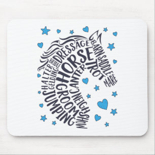 Tapis De Souris Typographie du cheval Word Art Girls Horseback équ