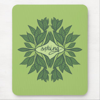 Tapis De Souris Typographie esthétique Feuille du printemps vert