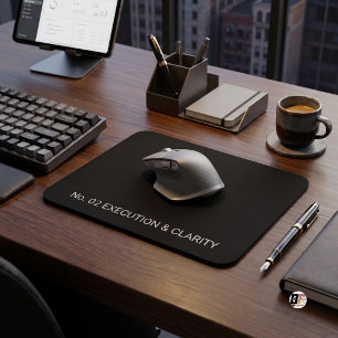 Tapis De Souris Typographie minimaliste à focus stratégique noir