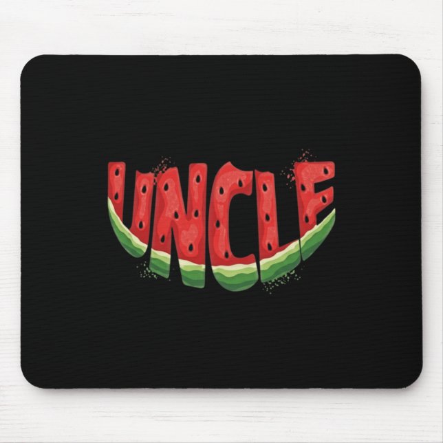 Tapis De Souris Typographie Oncle Pastèque - Fruit D'été Drôle (Devant)
