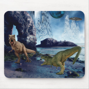 Tapis De Souris Tyrannosaure T-Rex Dinosaur Battle Alien