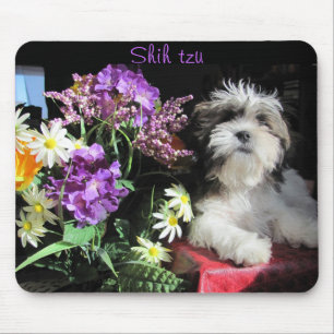 Tapis De Souris Tzu chih et fleurs