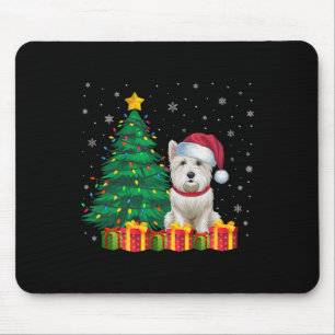 Tapis De Souris Ugly Westie Santa Hat Noël Lumières Amoureux des c