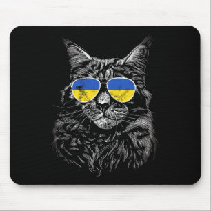 Tapis De Souris Ukraine Chat Slava Ukraine Lunettes de soleil Drap