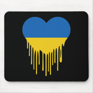Tapis De Souris Ukraine Cœur Saignant Soutien Et Solidarité Avec L