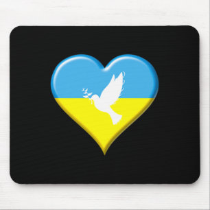 Tapis De Souris Ukraine Drapeau Ukrainien Cœur Colombe de la Paix