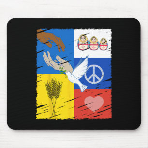 Tapis De Souris Ukraine Russie Paix Colombe Amitié Interculturelle