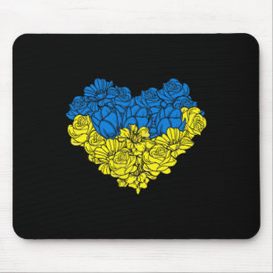 Tapis De Souris Ukrainien Ukrainien Ukrainien Drapeau Fleur Cœur