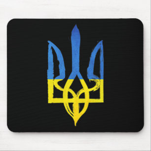 Tapis De Souris Ukrainien vintage trident la poche coeur support