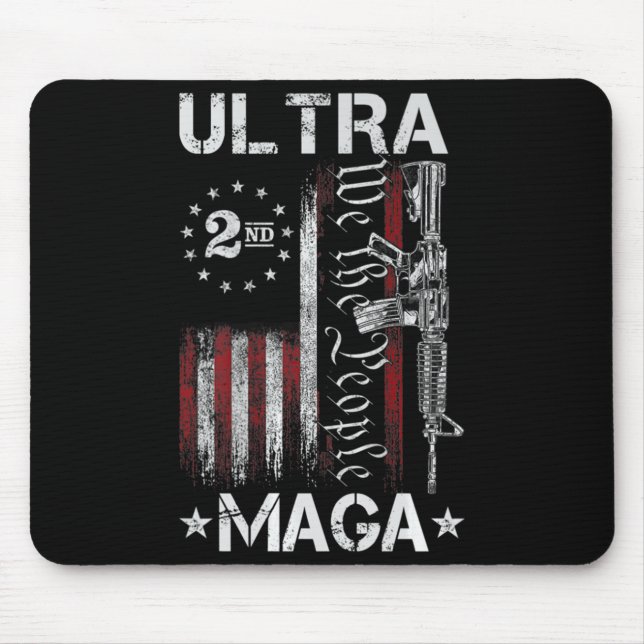 Tapis De Souris Ultra MAGA Gun AR - Citation drapeau patriotique a (Devant)