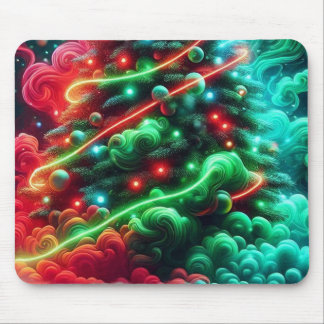 Tapis De Souris Un arbre de Noël dans une brume enfumée sur mesure