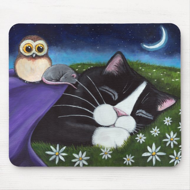 Tapis De Souris Un art attentif de chat de smoking d'imaginaire de (Devant)